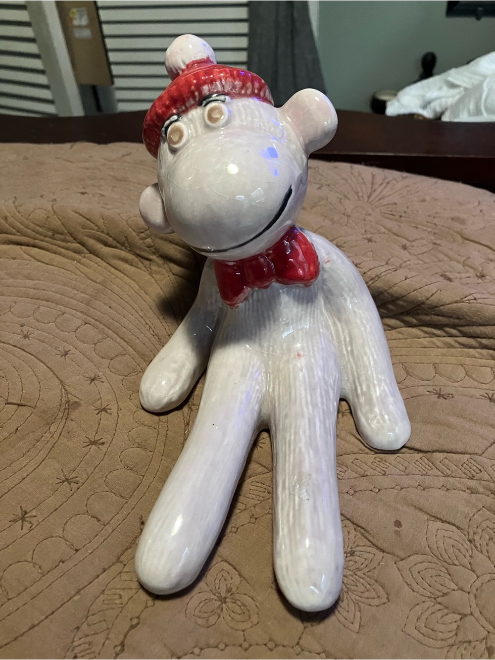 White Ceramic Sock Monkey Bank